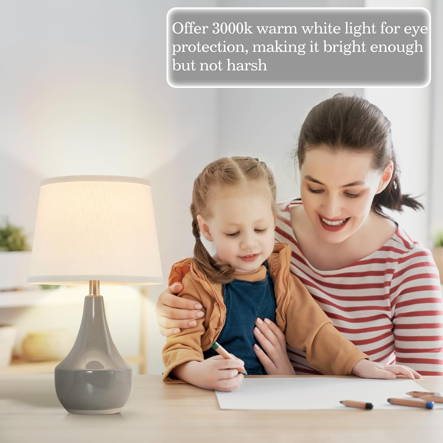 Detalle 2 de GyroVu T00173 Table Lamp Set of 2, Ceramic Bases, Warm LED Bulbs
