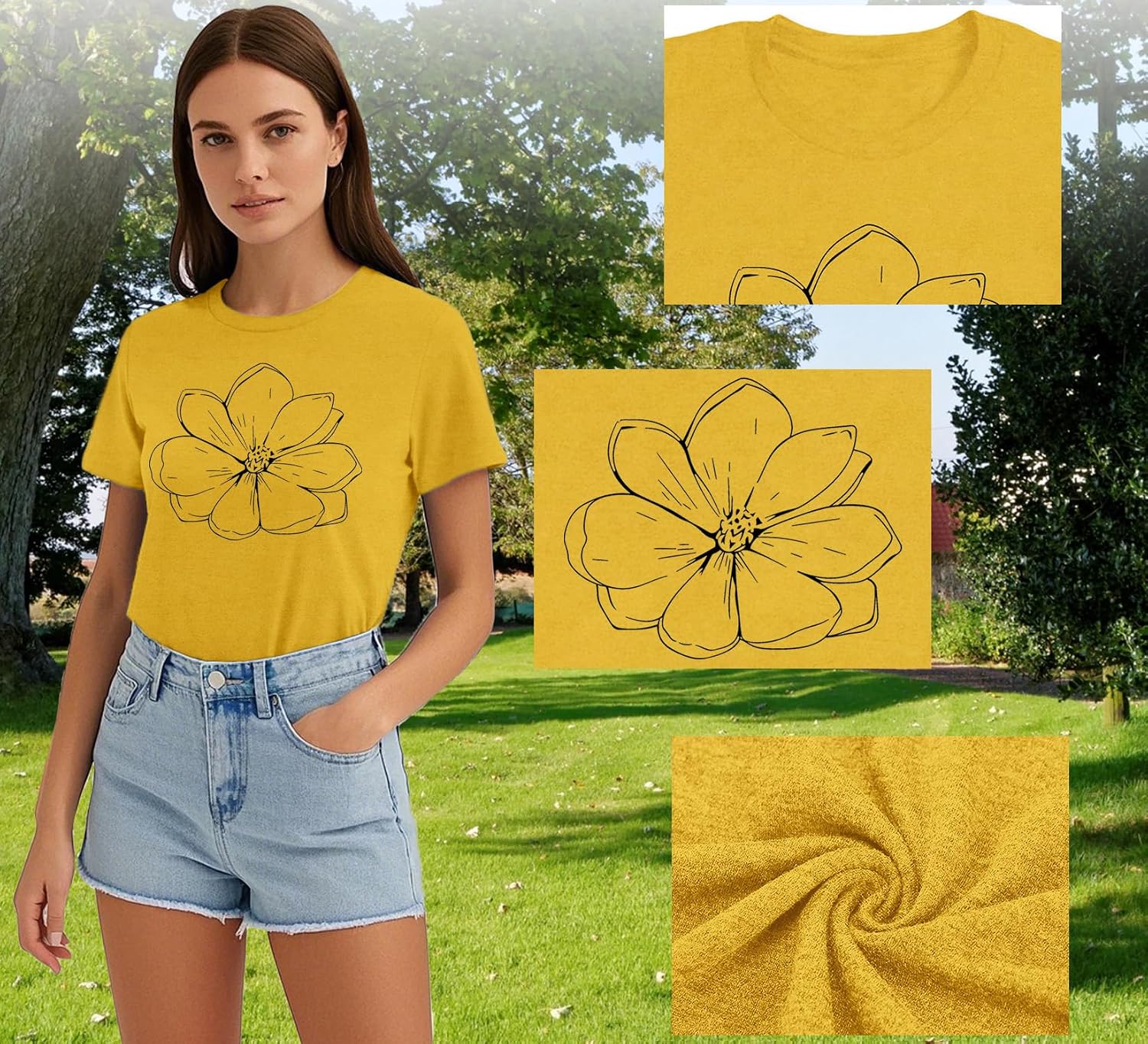 Thumbnail 5 de Qskall Women’s Magnolia Floral Print T-Shirt (Plant Lover Tee)