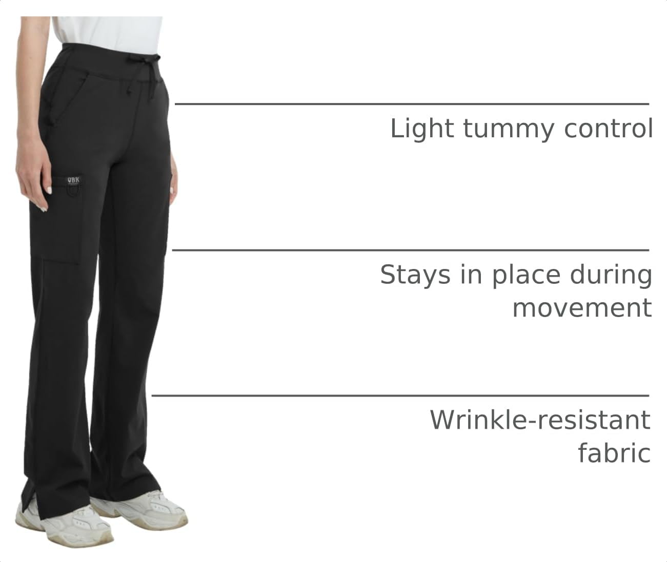 Detalle 2 de QBK High Rise Yoga Scrub Pants Women 2X Waistband