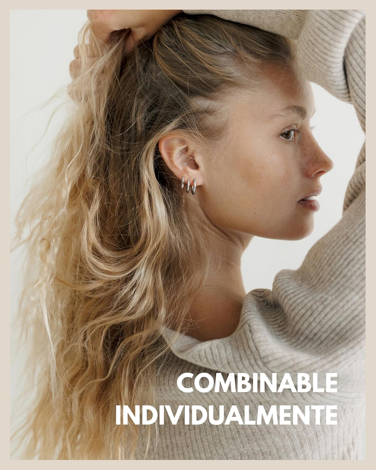 Thumbnail 5 de Aros de acero inoxidable plateado para mujer - Elegancia en 3 pares