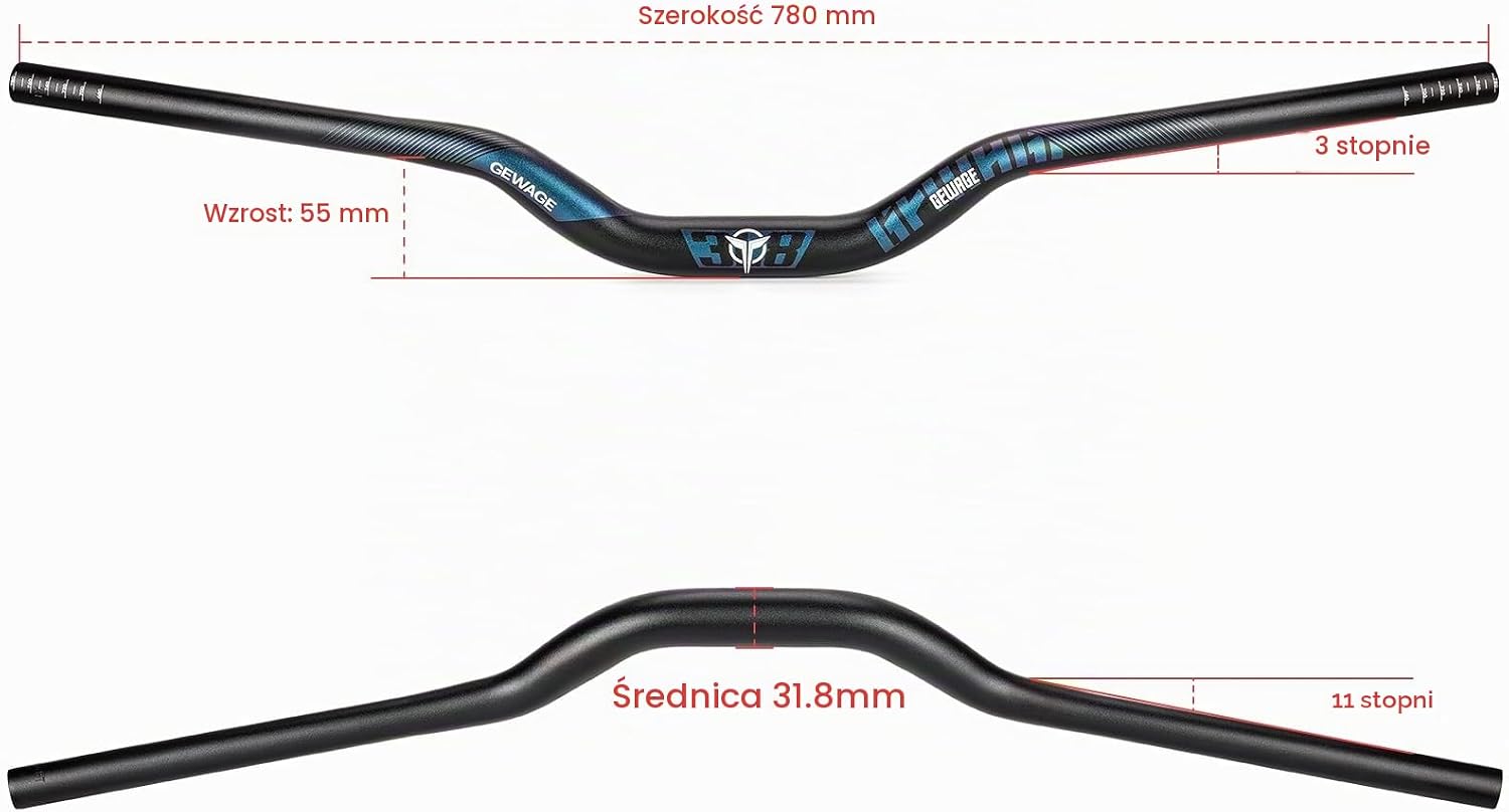 Thumbnail 2 de GEWAGE kierownica riser 780 mm, wznios 55 mm, aluminium 6061, mocowanie 31,8 mm