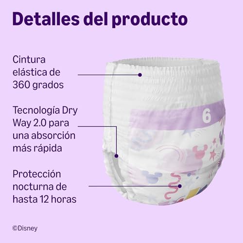 Detalle de Pañales de aprendizaje Disney talla 6 (más de 15 kg) por Amazon, 60 unidades