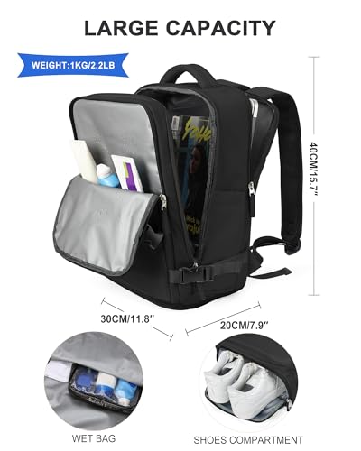 Detalle de SZLX zaino da viaggio con apertura a 180°, scomparto scarpe e vano laptop