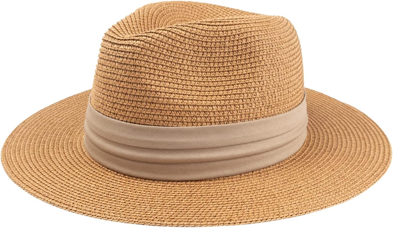 Thumbnail 6 de DRESHOW Damen Panama Hut mit breiter Krempe – Stroh Fedora mit UPF 50+