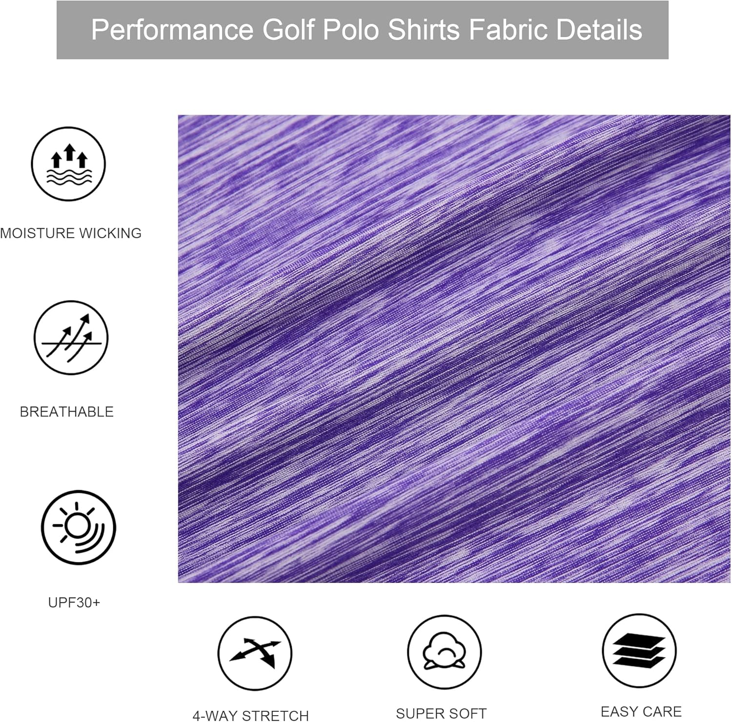 Detalle de Alex Vando Men's Golf Shirt: Moisture-Wicking Quick-Dry Polo