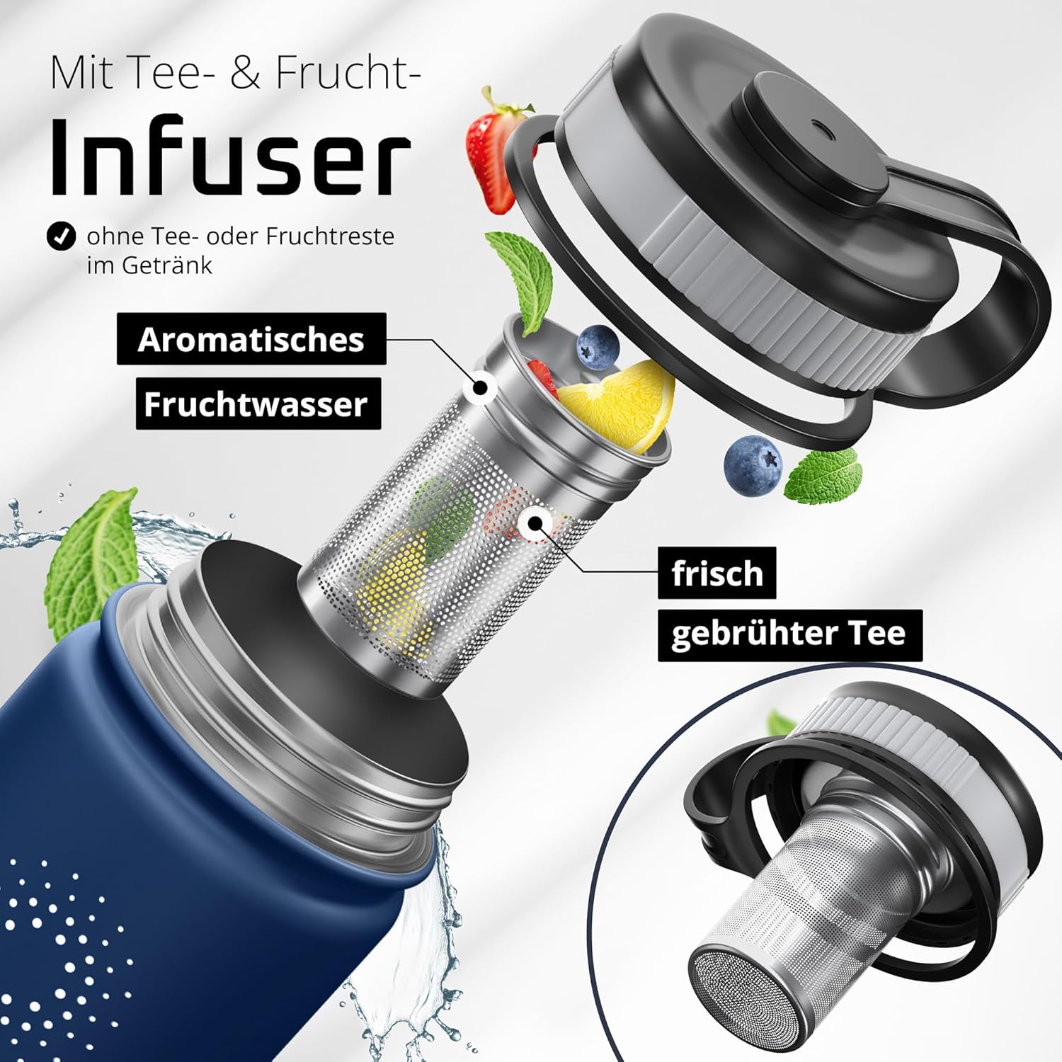 Thumbnail 5 de ACTIVE FLASK Edelstahl Trinkflasche mit Strohhalm – 680 ml, 3 Deckel, BPA-frei
