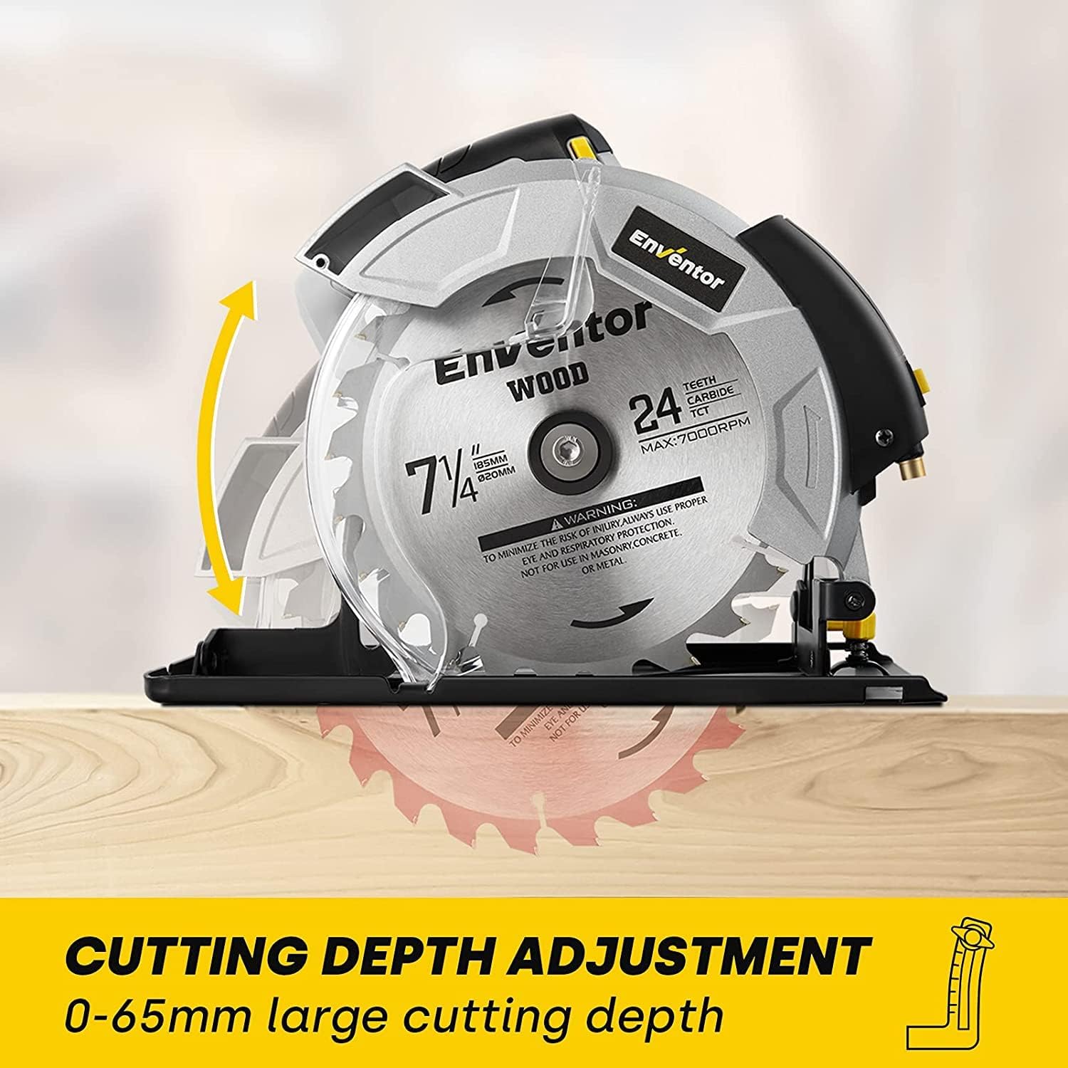 Detalle 2 de Enventor Enventor Circular Saw (1200W) with Laser Guide, 185mm Blades and Adjustable Depth
