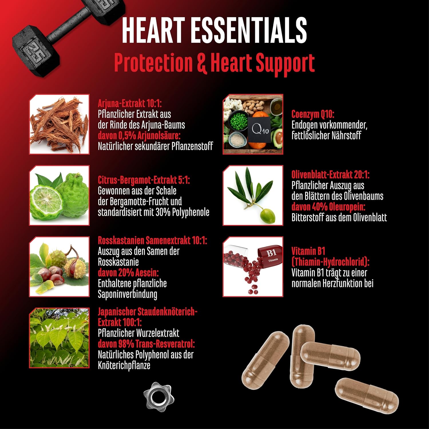 Thumbnail 3 de Heart Essentials Herz-Komplex von German Elite Nutrition – 120 vegane Kapseln mit Q10 & Vitamin B1