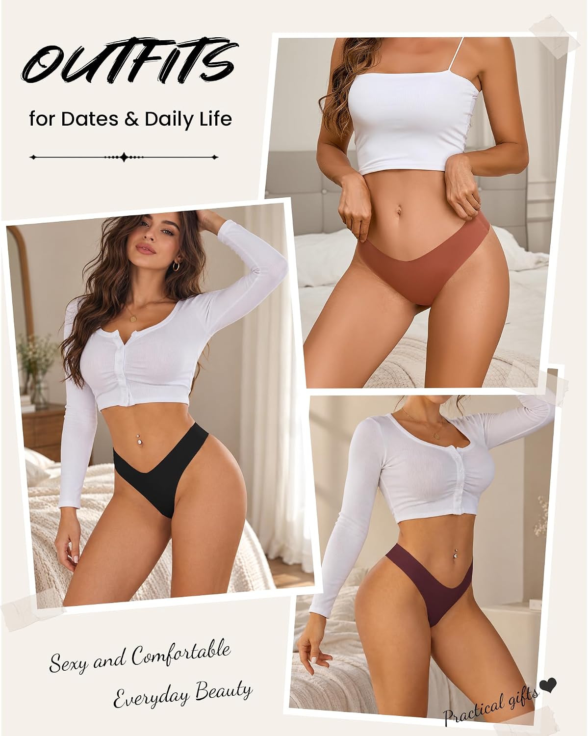 Thumbnail 1 de READY TO LOVE 6-Pack Seamless Thongs, V-Waisted for Leggings