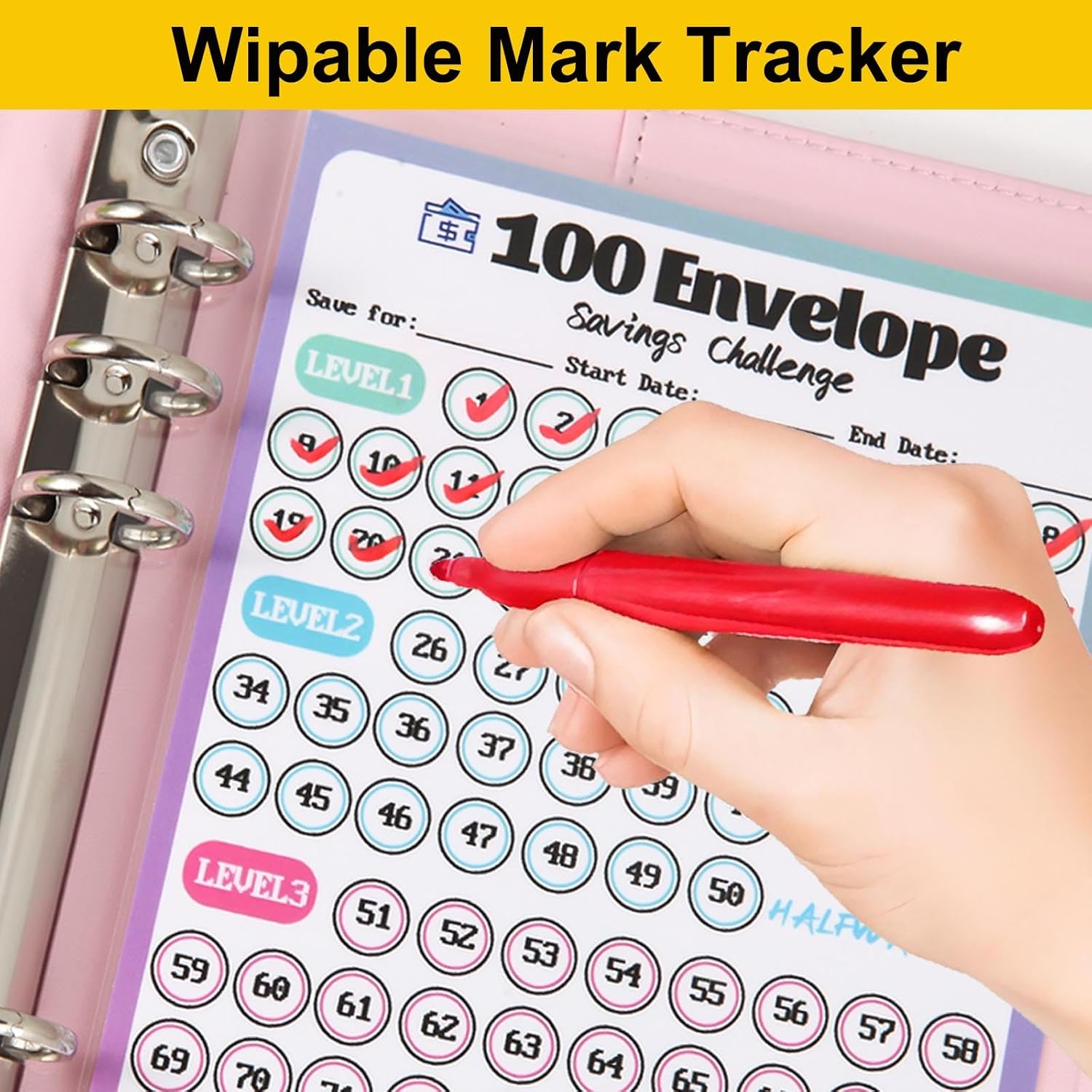 Detalle 2 de WINDESK Binder3trackerblk A5 Savings Challenge Binder with 3 Trackers