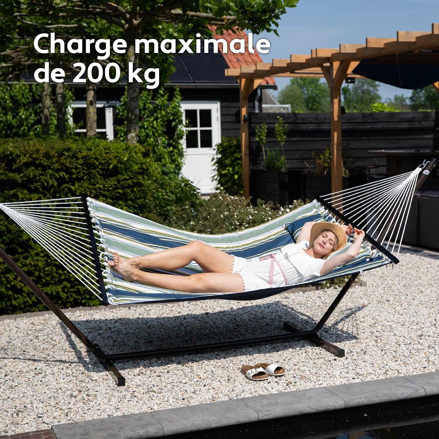 Detalle de VITA5 5331252 hangmat met onderstel voor 2 personen, 190 x 140 cm