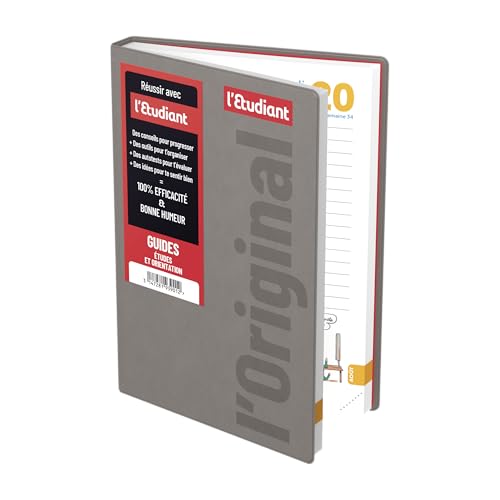 Detalle de L'ETUDIANT ORIGINAL TAUPE Agenda Scolaire 2026-2027 — 1 jour par page, couverture moulée taupe, 15x21 cm
