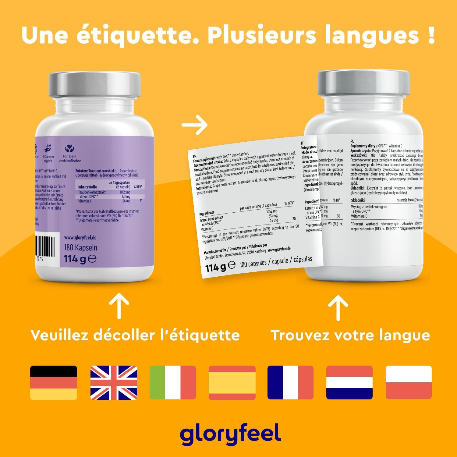 Thumbnail 5 de OPC 95 % Extrait de pépins de raisin, 180 capsules