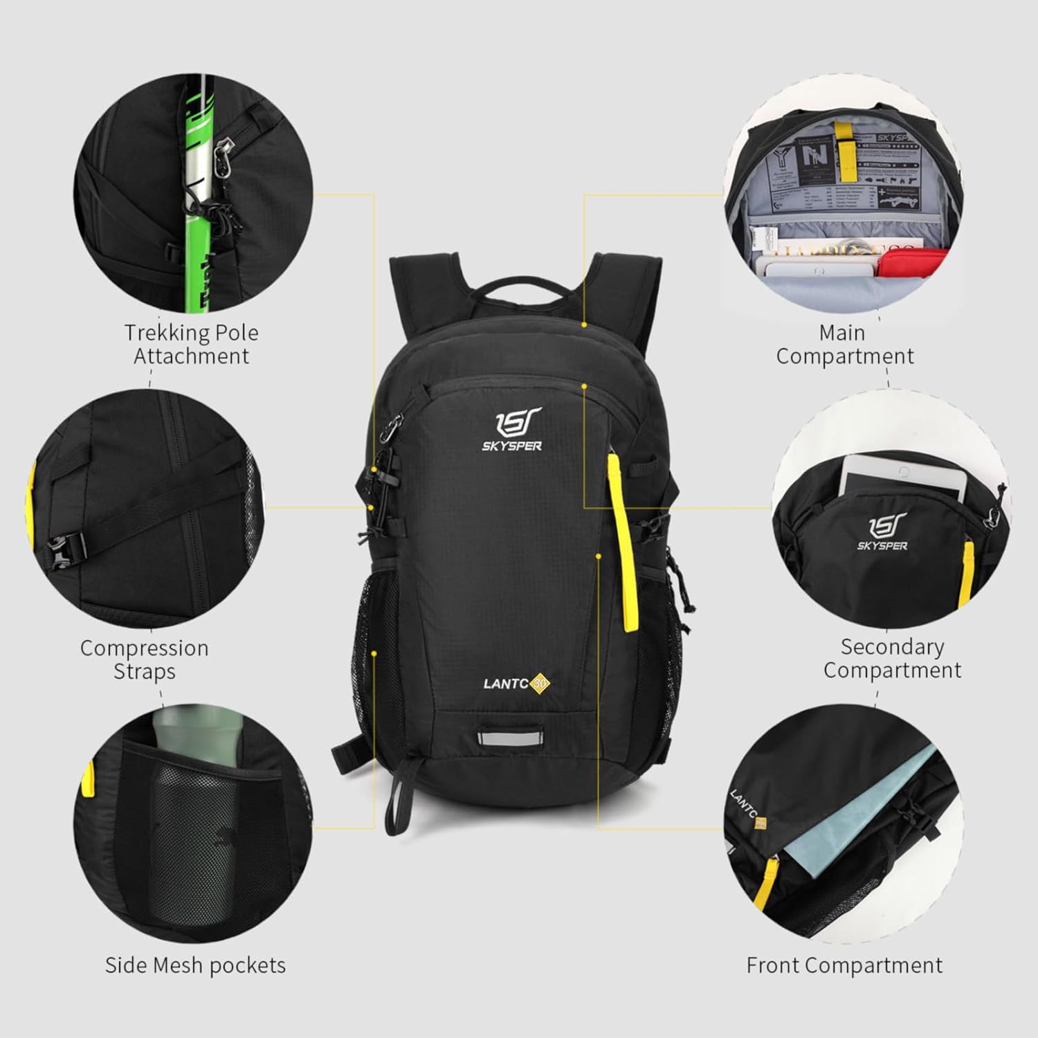 Thumbnail 4 de SKYSPER 30L Small Hiking Backpack: Lightweight 30L Daypack for Trekking and Outdoor Travel