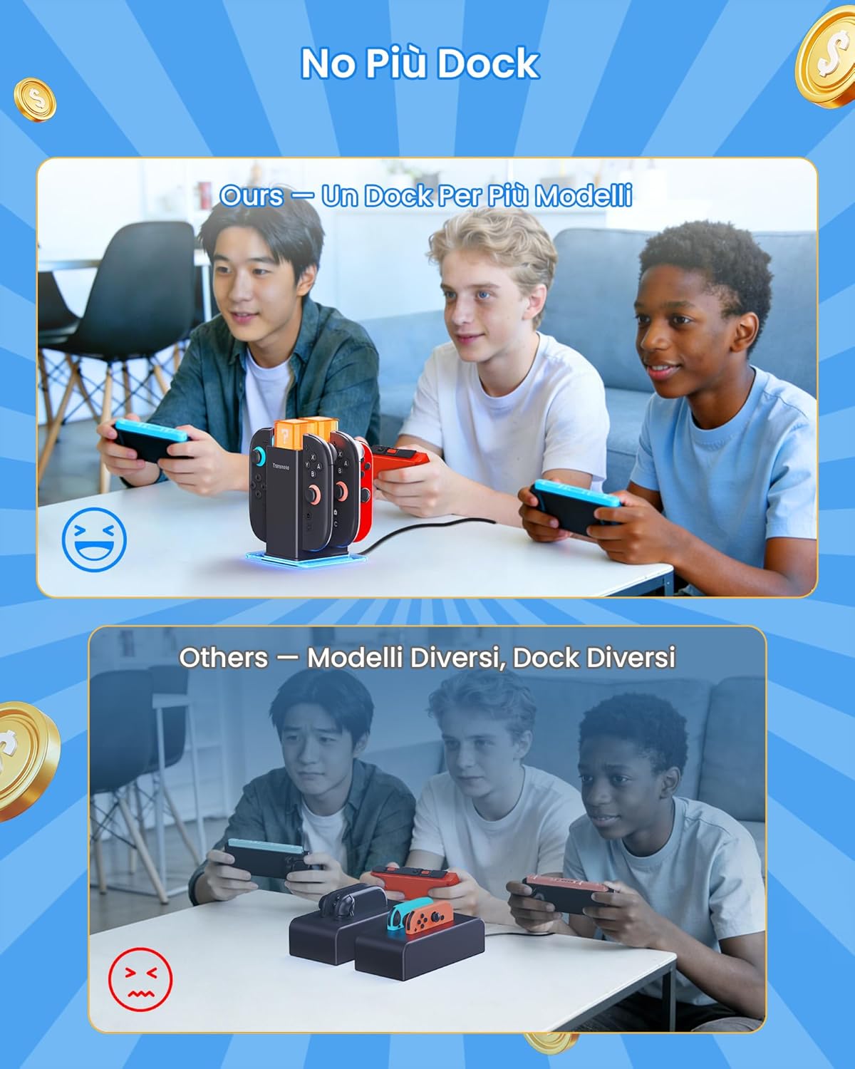 Thumbnail 2 de Dock di Ricarica 6-in-1 per Nintendo Switch 2/Switch/OLED con doppio sistema magnetico e a scorrimento