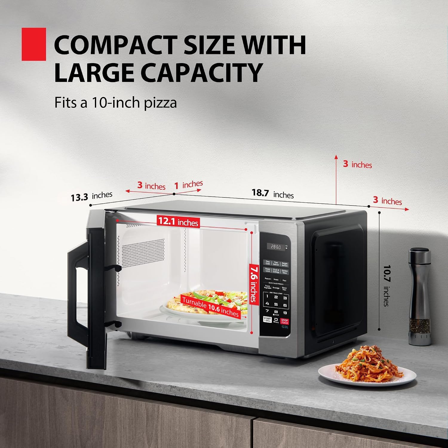 Detalle 2 de TOSHIBA ML-EM25P(SS)/CA Microwave Oven, 0.9 cu. ft., 900W, Stainless Steel