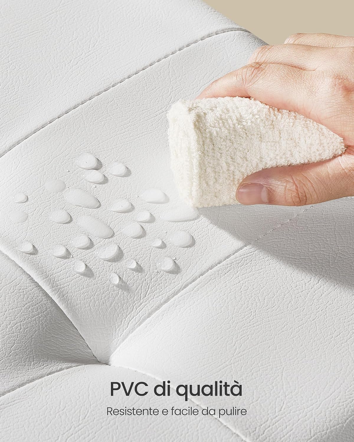 Thumbnail 3 de SONGMICS Pouf Contenitore con Gambe 38 x 38 x 40 cm, 37 L, rivestimento PVC, bianco Nuvola LSF0512W02