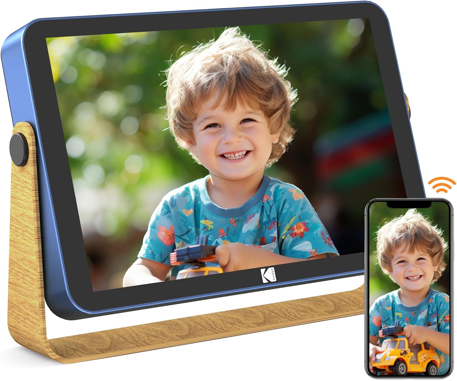 KODAK Cadre photo numérique WiFi 10 pouces IPS HD avec batterie 4000 mAh et 32 Go