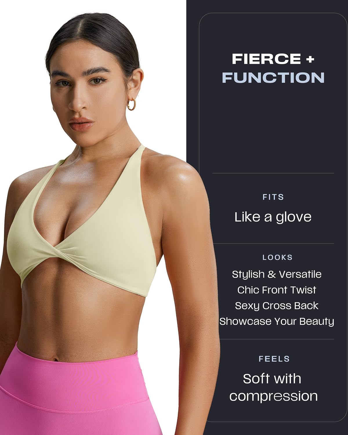 Detalle 2 de Aoxjox Sienna Twist Bra: Women's Workout Crop Tank for Low-Impact Training