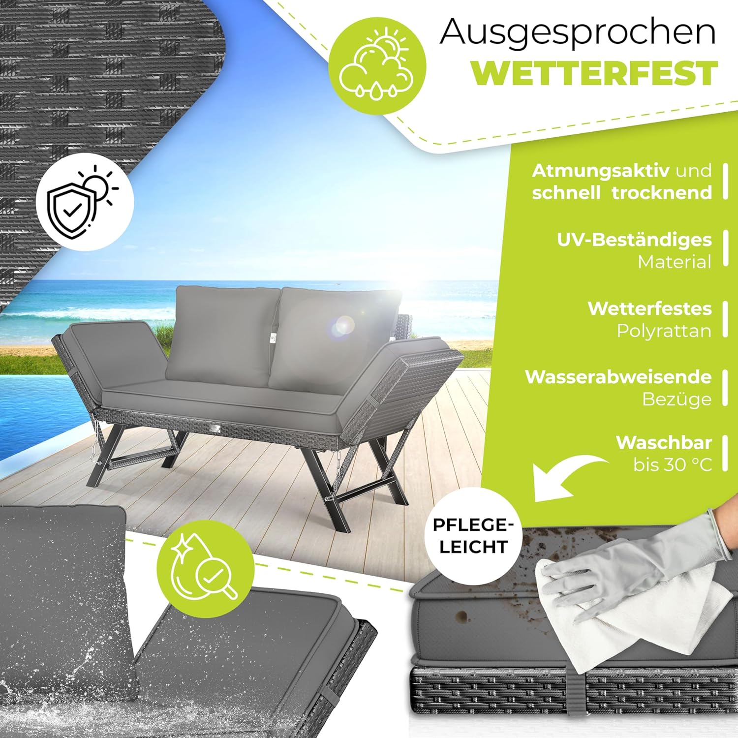 Thumbnail 4 de KESSER® Banco de jardín Luna 4 en 1 reclinable y resistente