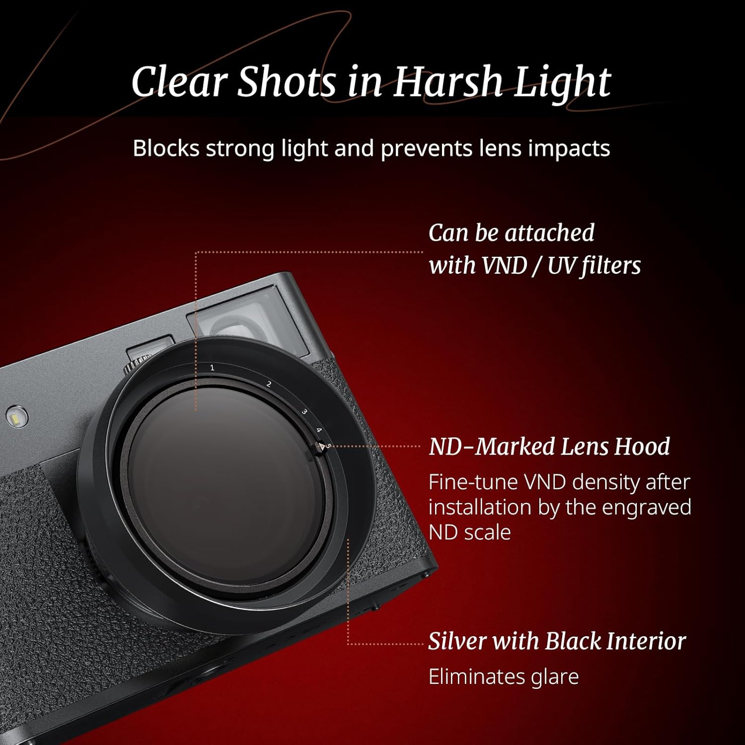 Detalle de SMALLRIG Shading Hood for Fujifilm X Half (5709) — Aluminium, Anti-Scratch, Anti-Glare