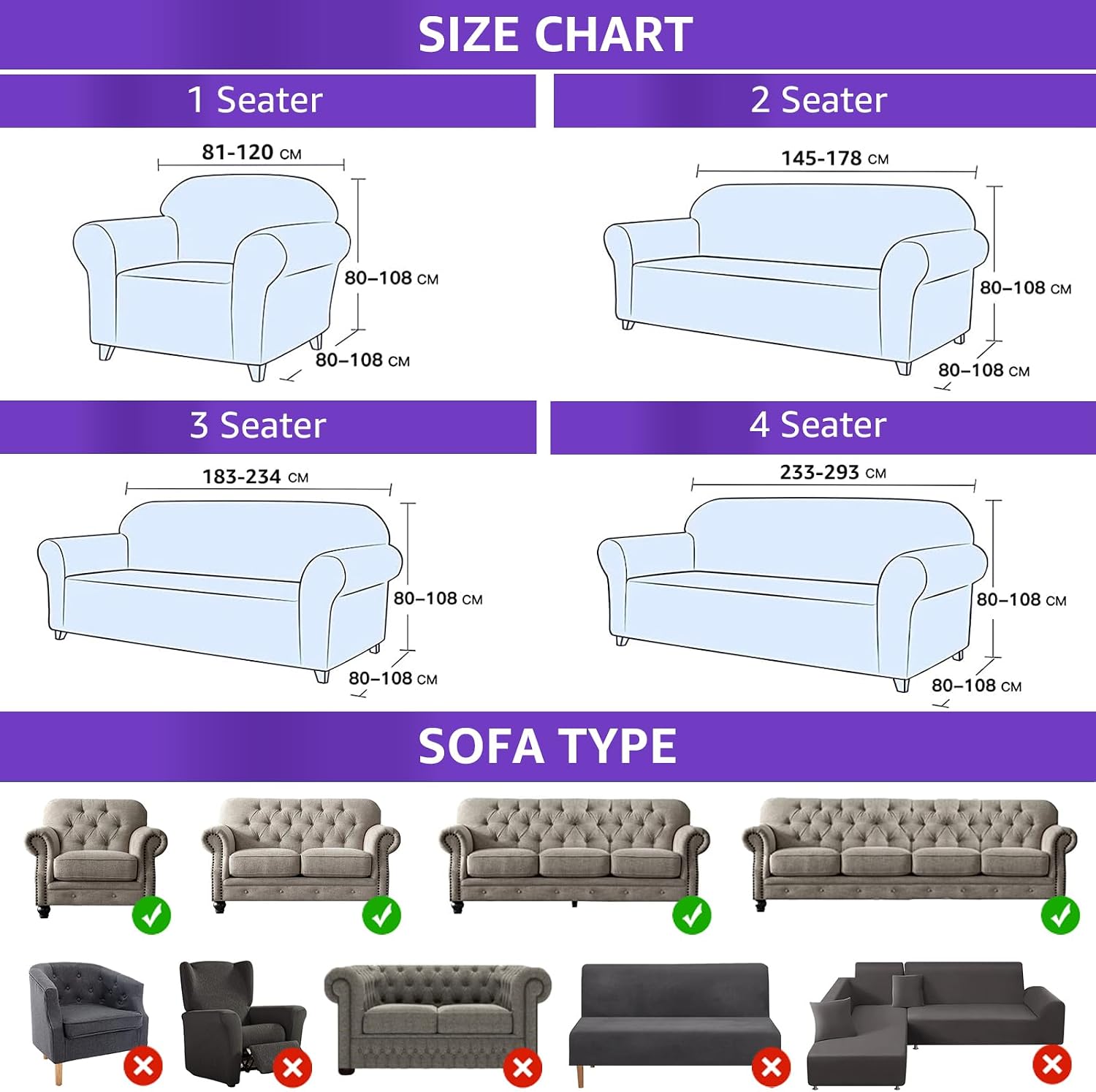 Thumbnail 2 de Ystyle Housse de Canapé 4 Places avec Accoudoirs – Housse Extensible et Antidérapante, Beige