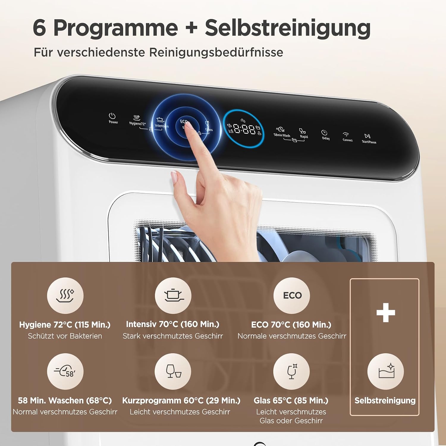 Thumbnail 6 de Midea Mini Tischgeschirrspüler 3 Maßgedecke mit Wassertank oder Wasseranschluss – kompakt, flexibel, vernetzt