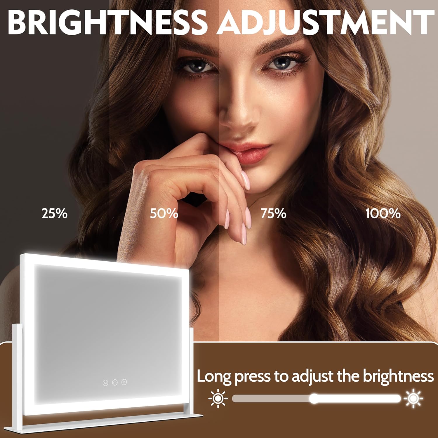Detalle 2 de ROLOVE Lighted Makeup Mirror 16.3"x12.6" ๐