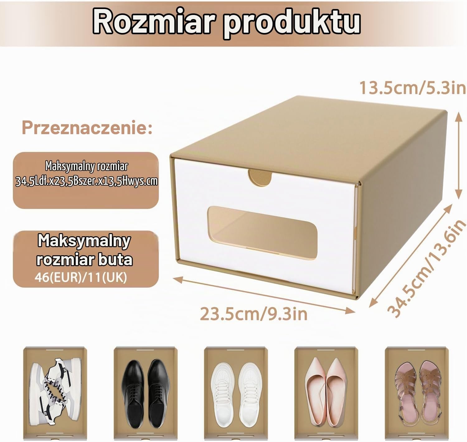 Detalle de ACXIN ASN-(2*HAG2749B) – 40 brązowych pudełek na buty z okienkiem
