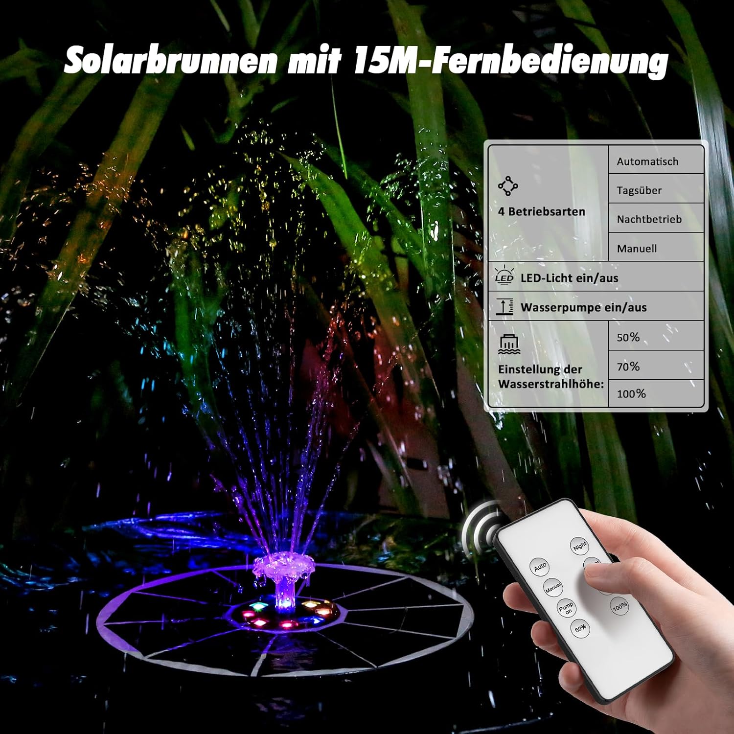 Thumbnail 5 de AISITIN 6.5W LED Solar Springbrunnen für Außen mit Fernbedienung