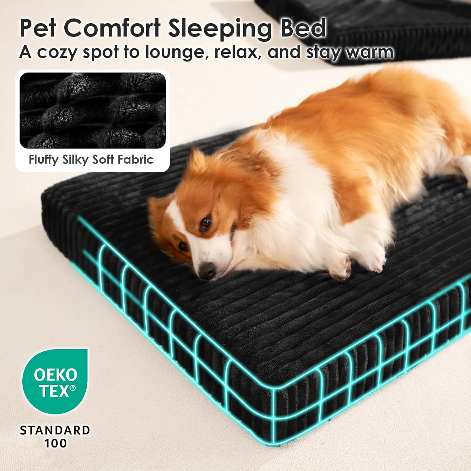 Detalle de EHEYCIGA ECUS26TPT02SA01XLP Orthopedic Dog Bed, 44" x 32", Egg-Crate Foam