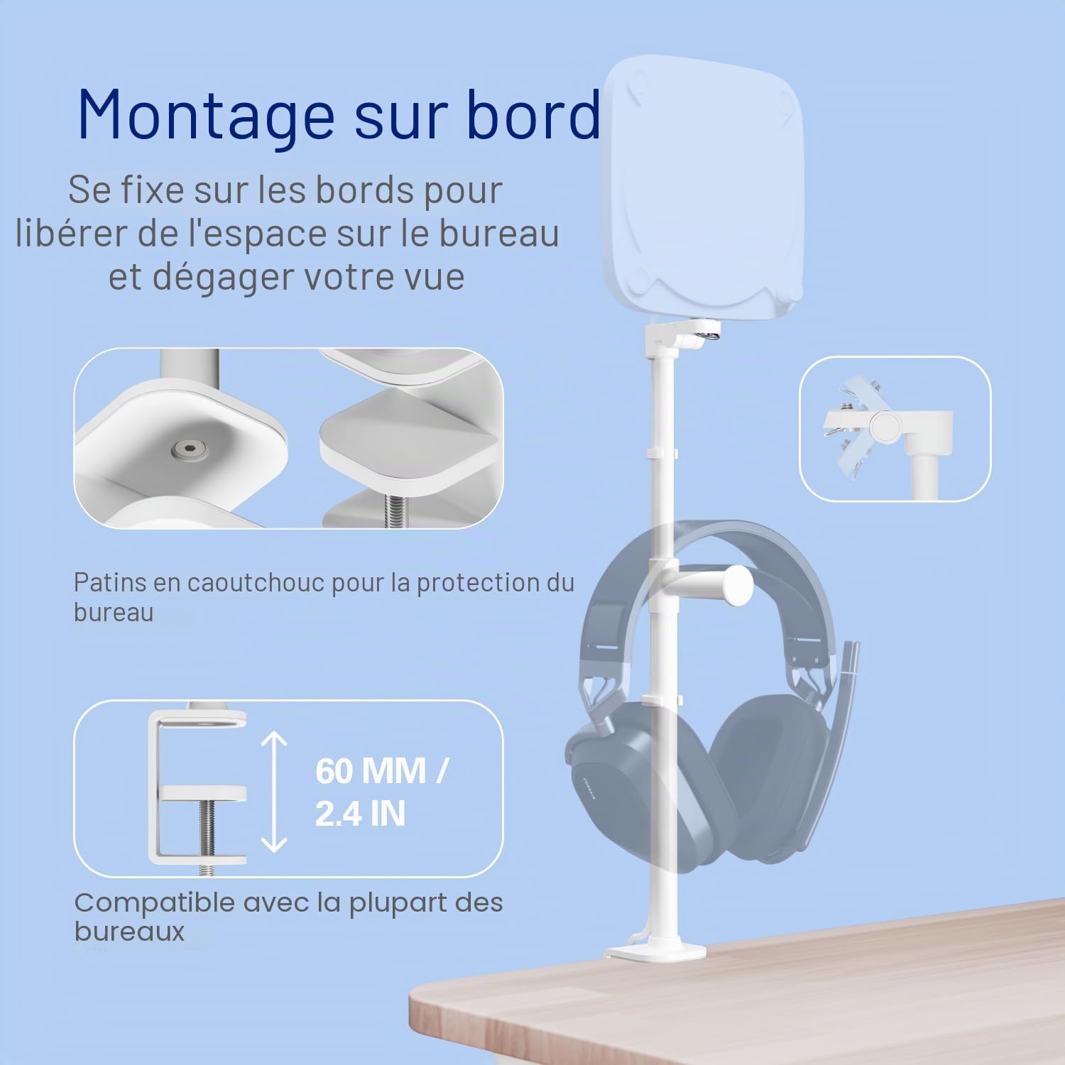 Detalle de Elgato Clamp pour Key Light Neo – Support de bureau sur bord, réglable et pratique