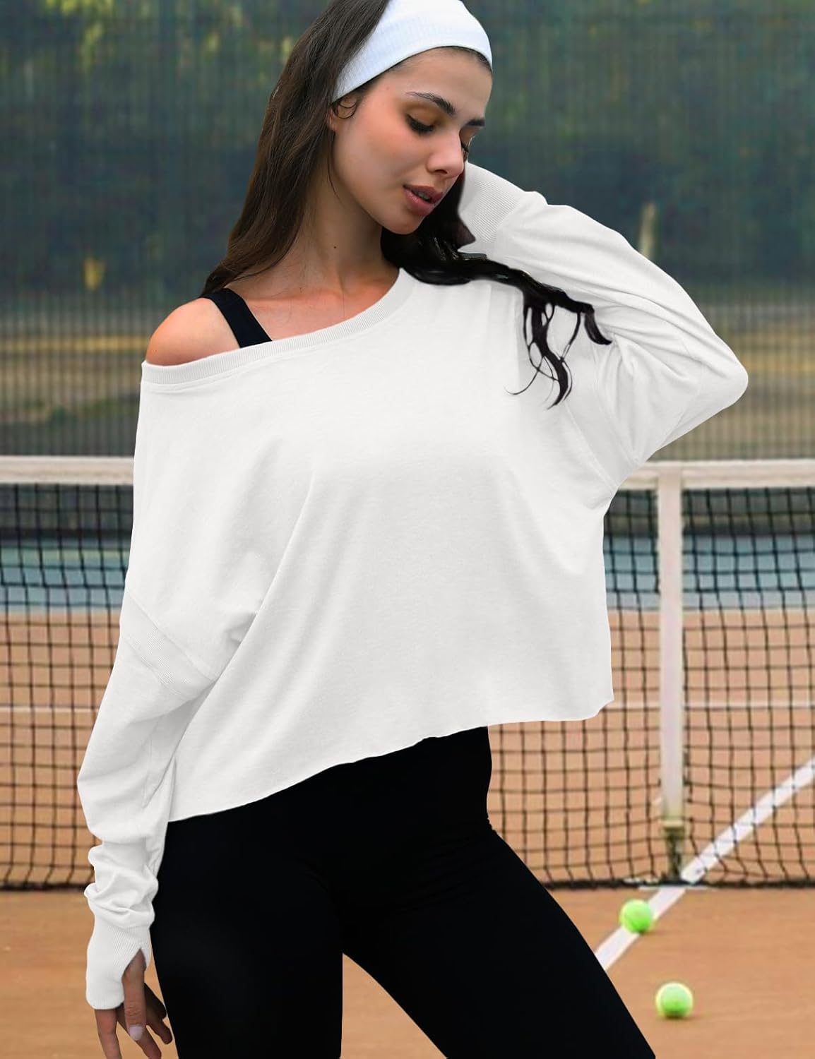 Thumbnail 2 de UNIANKIYA Open Back Long Sleeve Crop Top