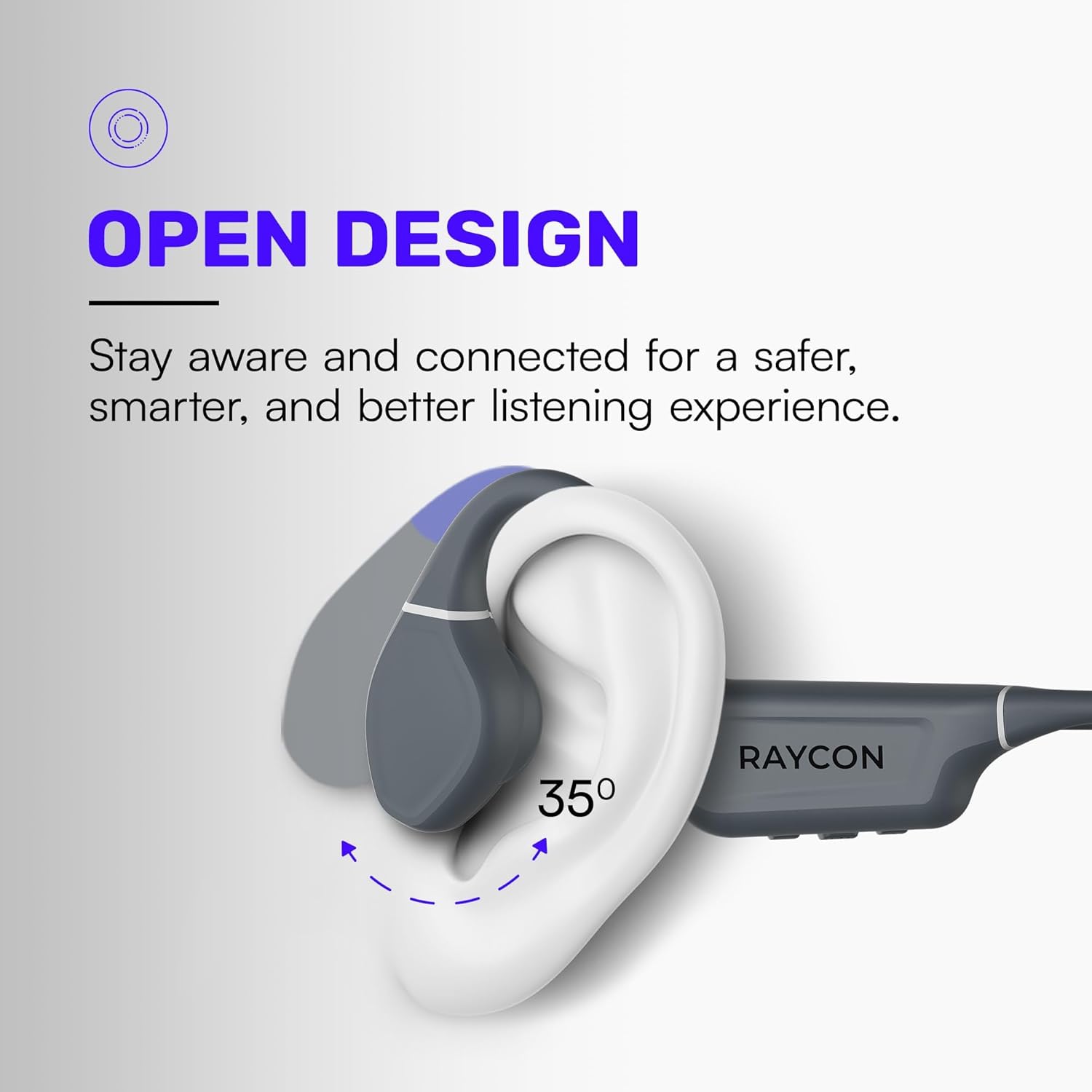 Detalle de Raycon Bone Conduction Headphones Bluetooth - Open Ear Running Headphones (Blue)