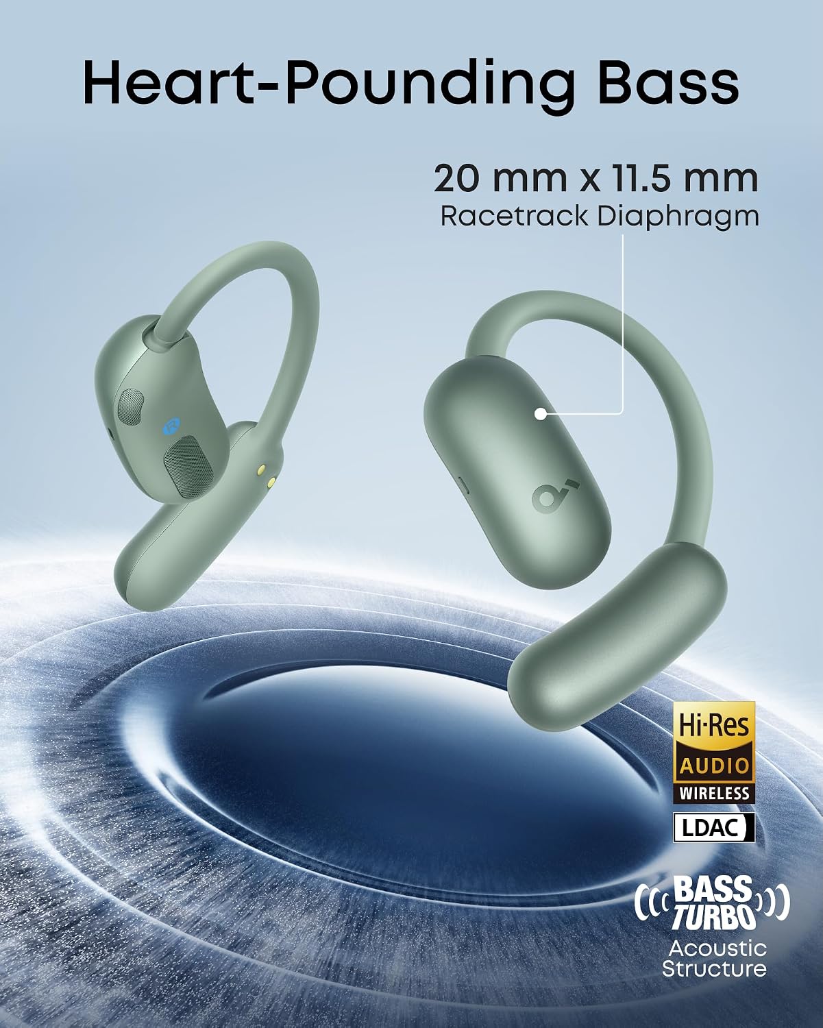 Detalle 2 de Soundcore AeroFit 2 A3874 Open-Ear Earbuds, Bluetooth 5.4, IP55, 42-Hour Playtime
