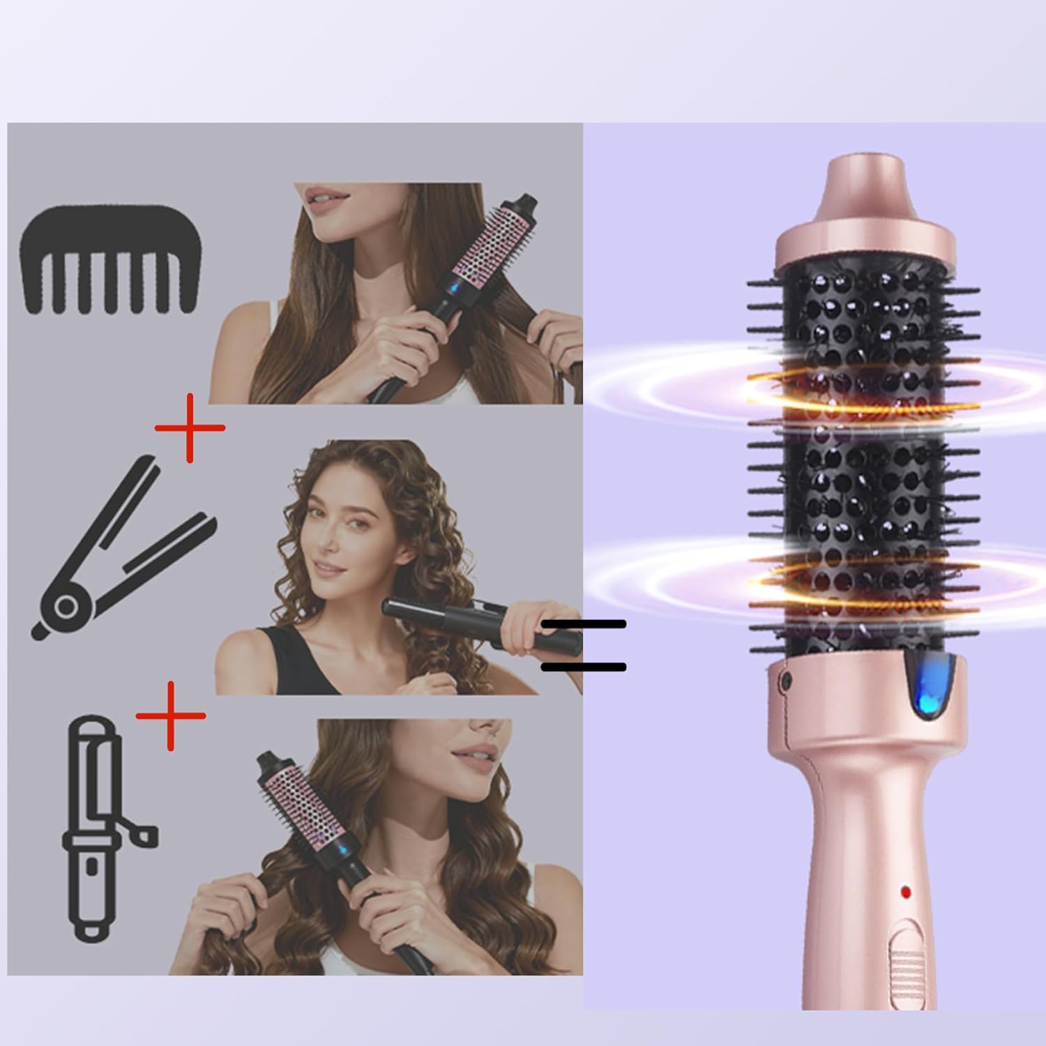 Thumbnail 6 de Wavy Chic Heated Thermal Brush (180°C constant heat) with Negative Ion, UK plug, Pink