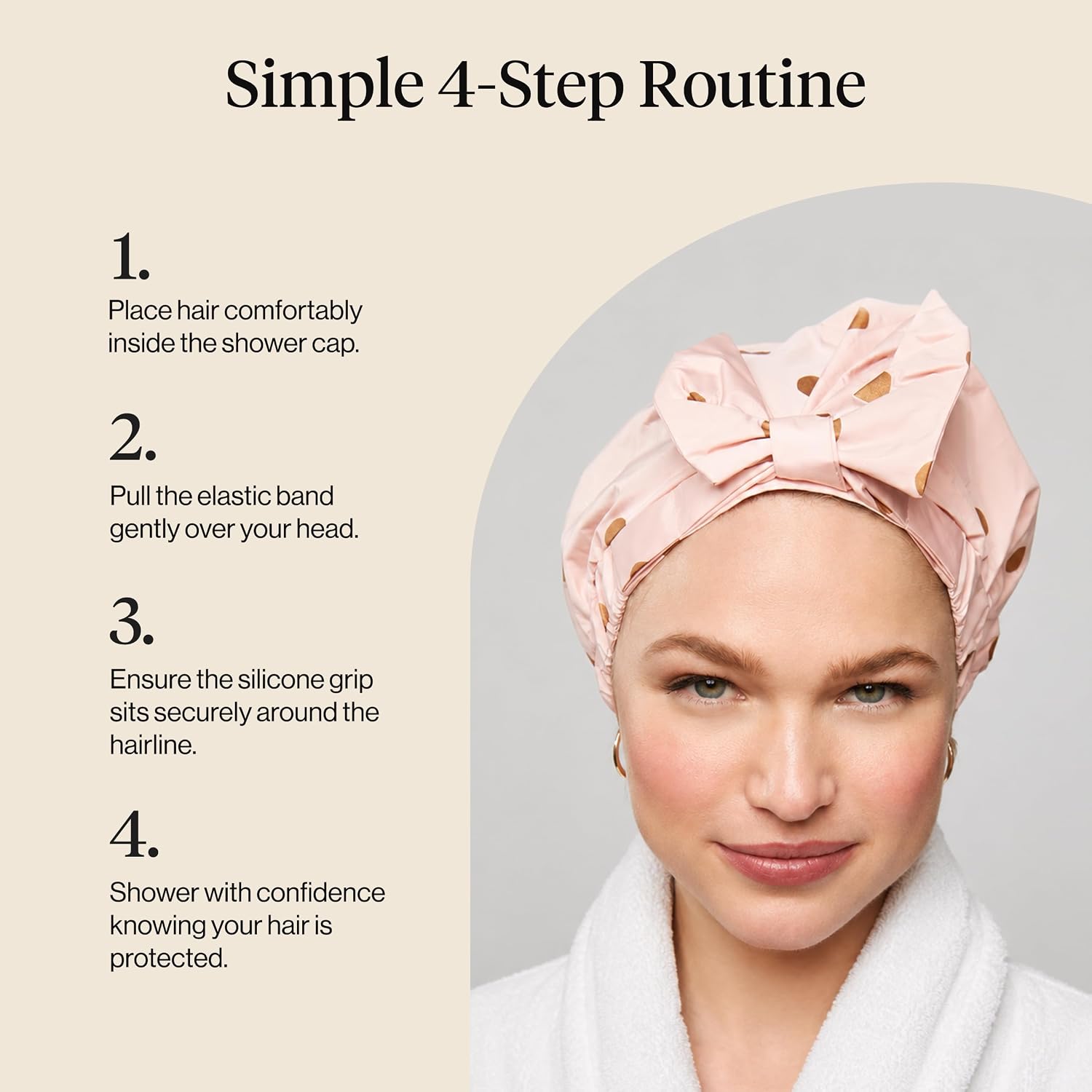 Thumbnail 6 de Kitsch 819677020842 Large Shower Cap for Women, Blush Dot, Reusable