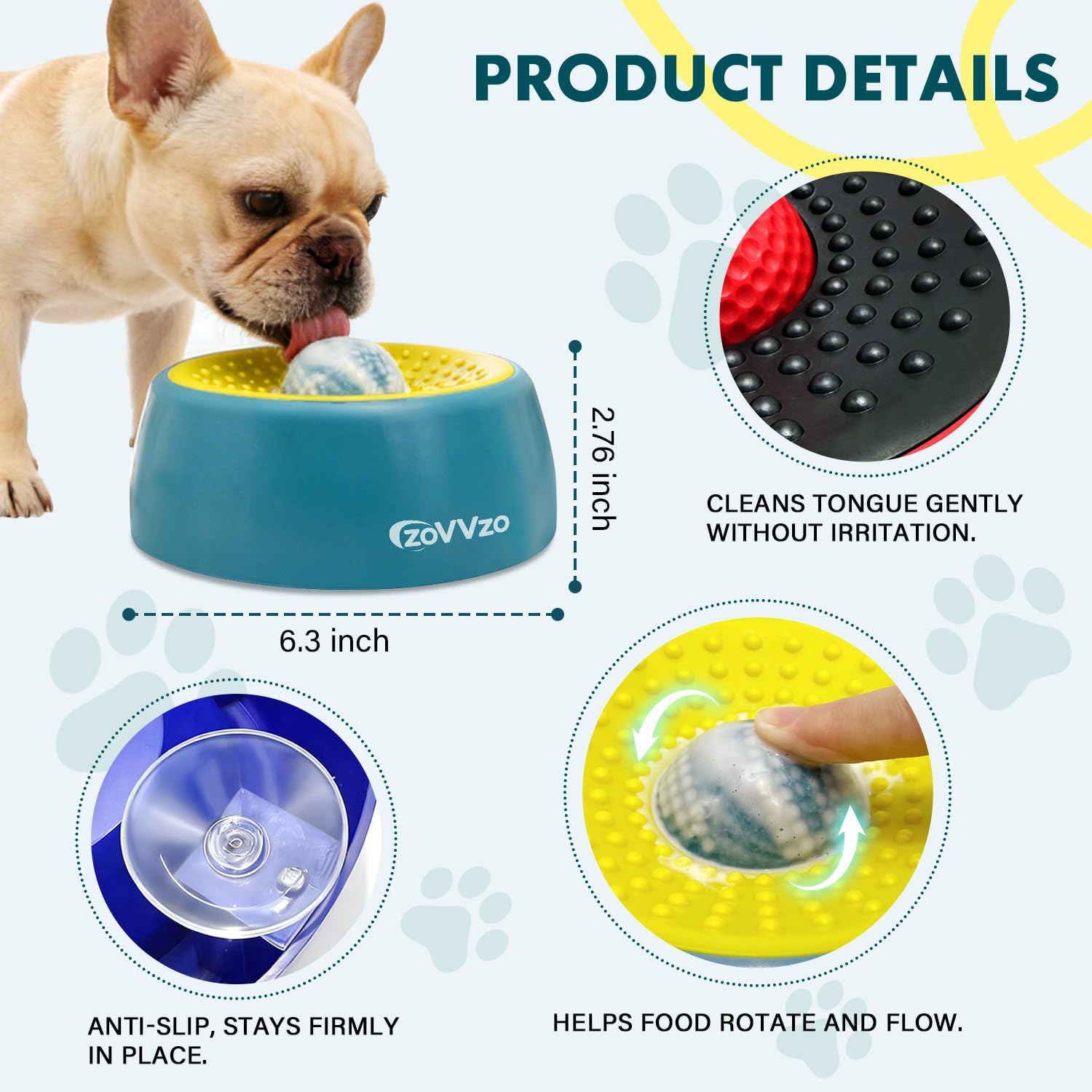 Detalle 2 de zoVVzo Rolling Ball Slow Feeder Dog Bowl, Red, Non-Slip Base for Wet Food