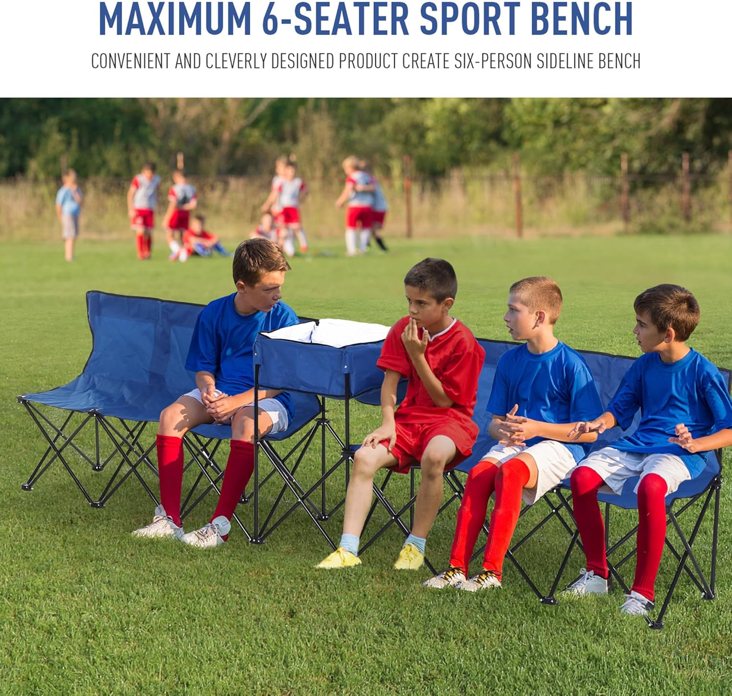 Thumbnail 6 de Outsunny 6‑Seat Folding Sports Bench with Cooler Bag 💺