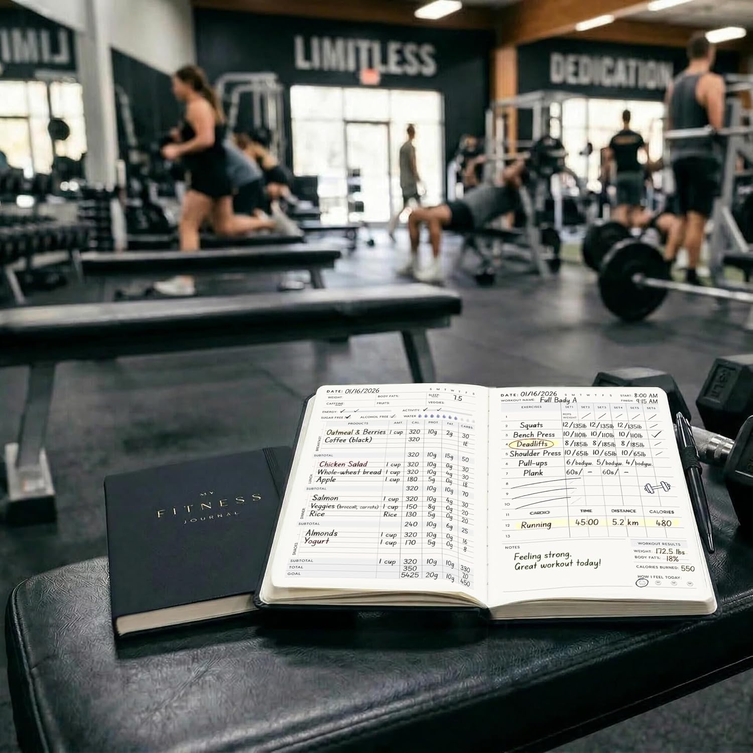 Thumbnail 6 de &And Per Se FIT-01 Fitness and Food Journal, Undated A5 Black Hardcover