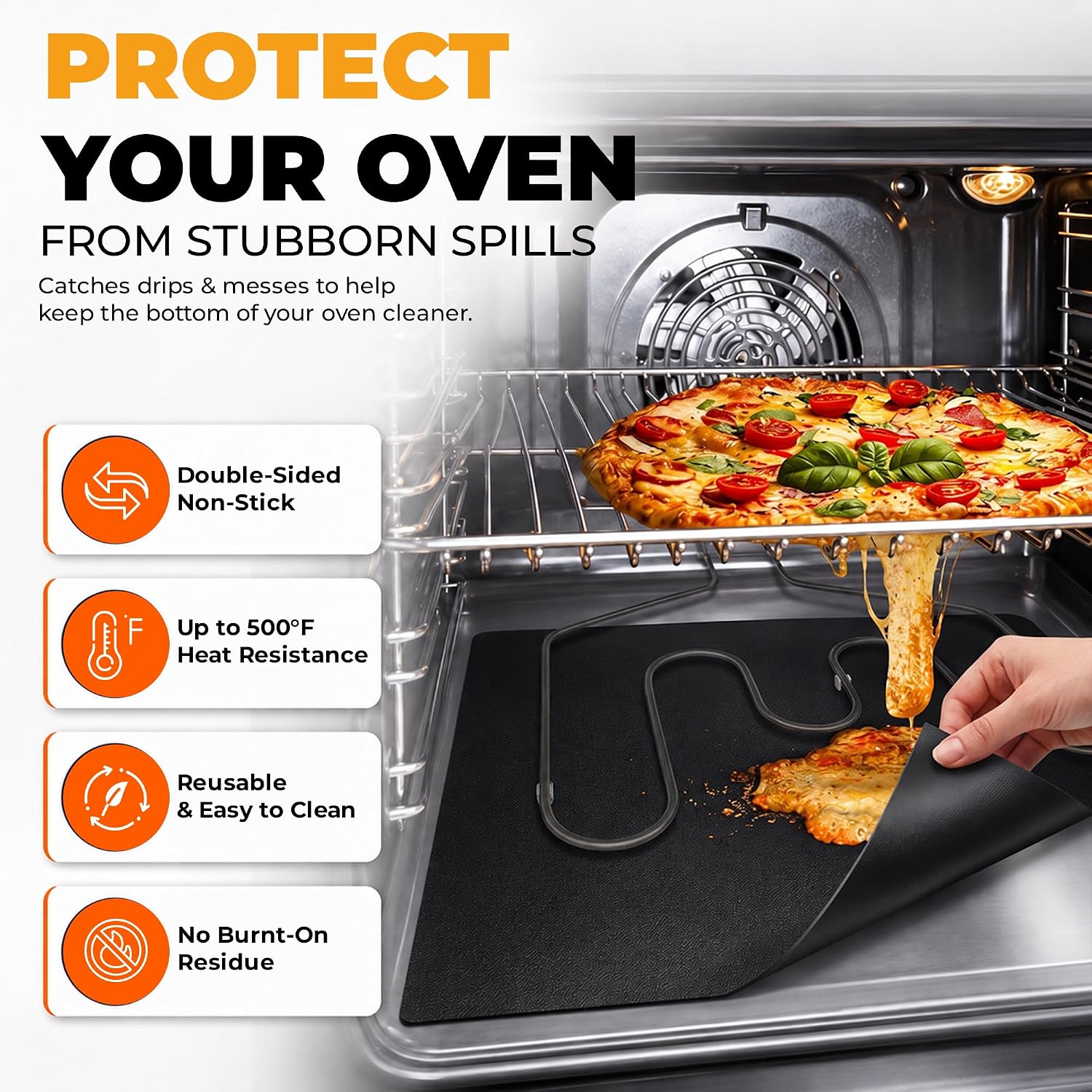 Thumbnail 2 de ThreadNanny Oven Liners for Bottom of Oven – Thick 17” x 25” (2 Pack), Non-Stick Reusable Mats