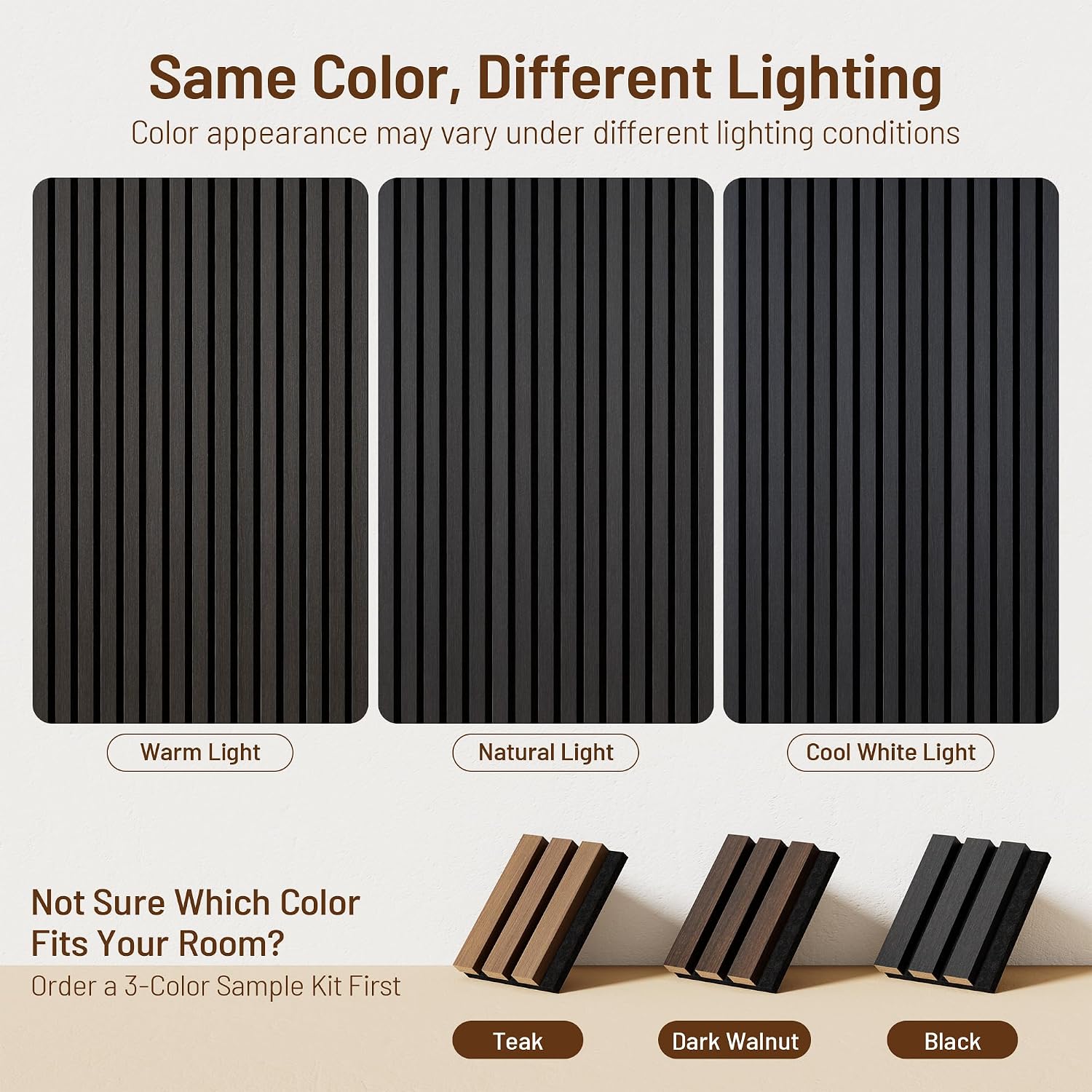 Thumbnail 6 de Amsleekey 94.5 x 12.6-Inch Acoustic Wood Slat Wall Panels, Black, 2-Pack