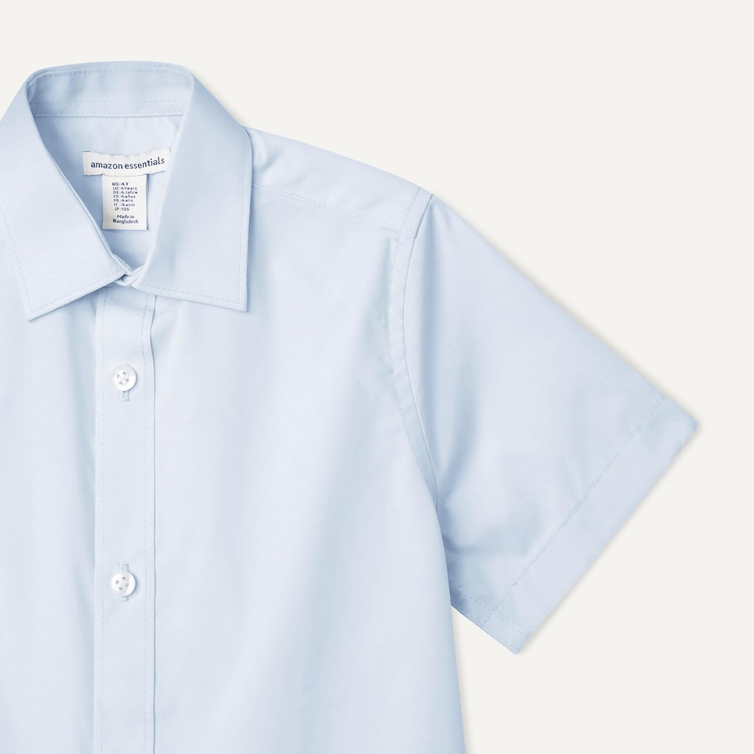 Detalle de Amazon Essentials Boys' Easy-Iron Short-Sleeve Poplin School Uniform Shirt, Pack of 3