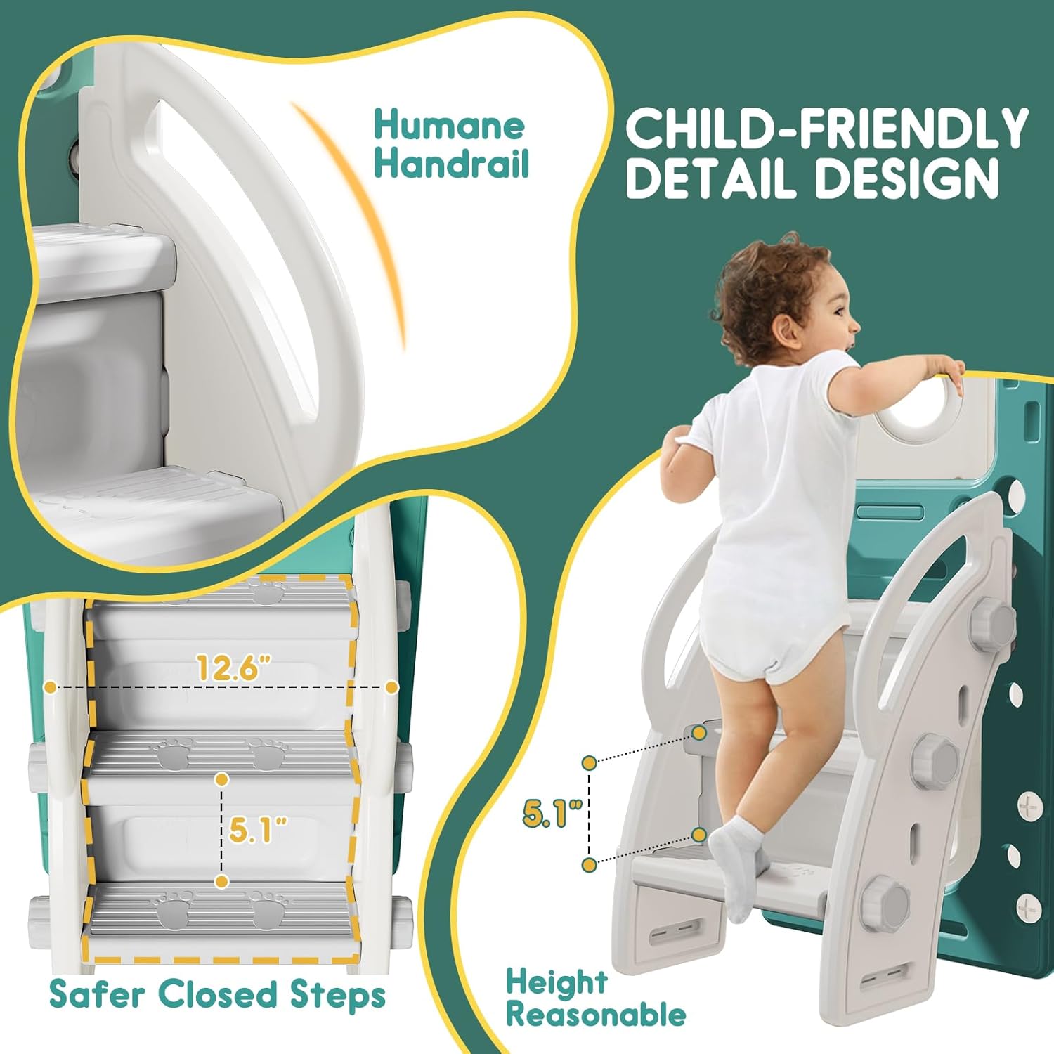 Detalle 2 de 8 in 1 Toddler Slide Set 61x87x41.7" 🛝