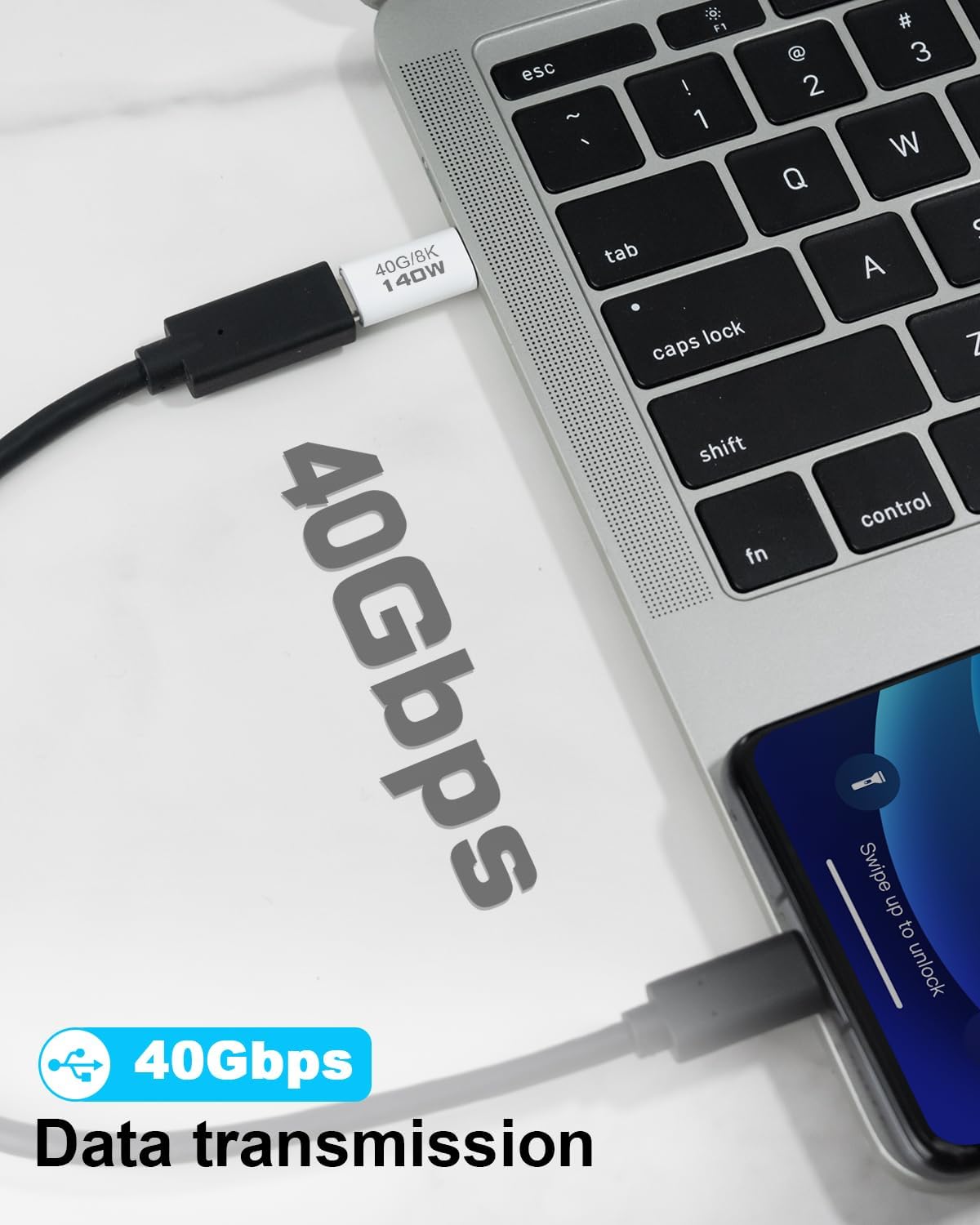 Thumbnail 1 de Duttek USB-C Stecker-auf-Stecker Adapter für Thunderbolt 4/3 mit 40 Gbit/s, PD bis 140 W und 8K@60 Hz (2er-Set)