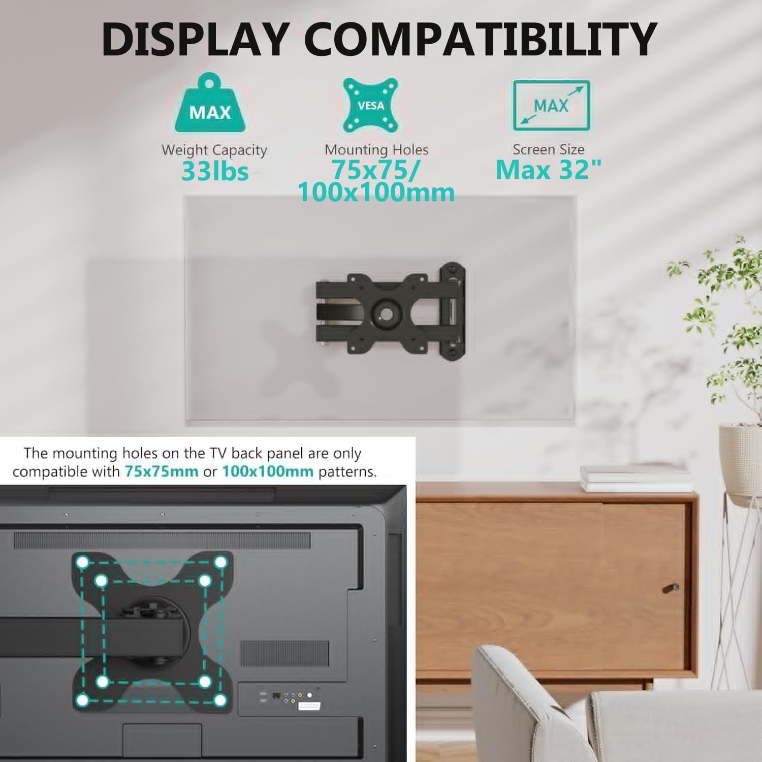 Detalle 2 de WALI TV Wall Mount 15 in Extension