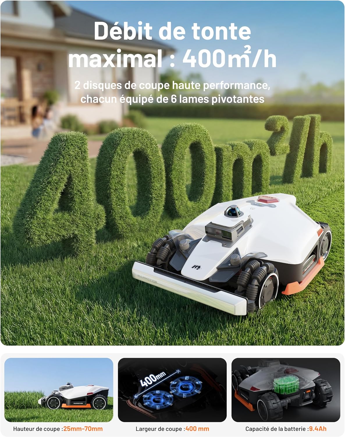 Thumbnail 5 de MAMMOTION LUBA 3 AWD 1500 Robot Tondeuse avec Garage Standard — Tonte précise et tout-terrain