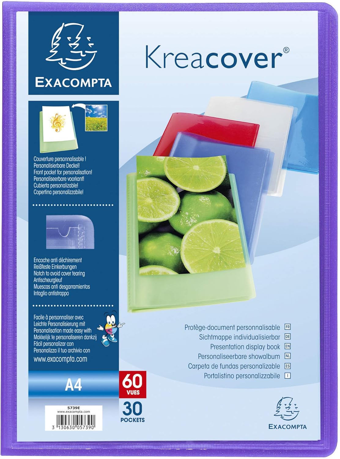 Thumbnail 1 de Exacompta 5749E – Paquet de 5 Protège-documents Kreacover Chromaline (40 pochettes A4+)