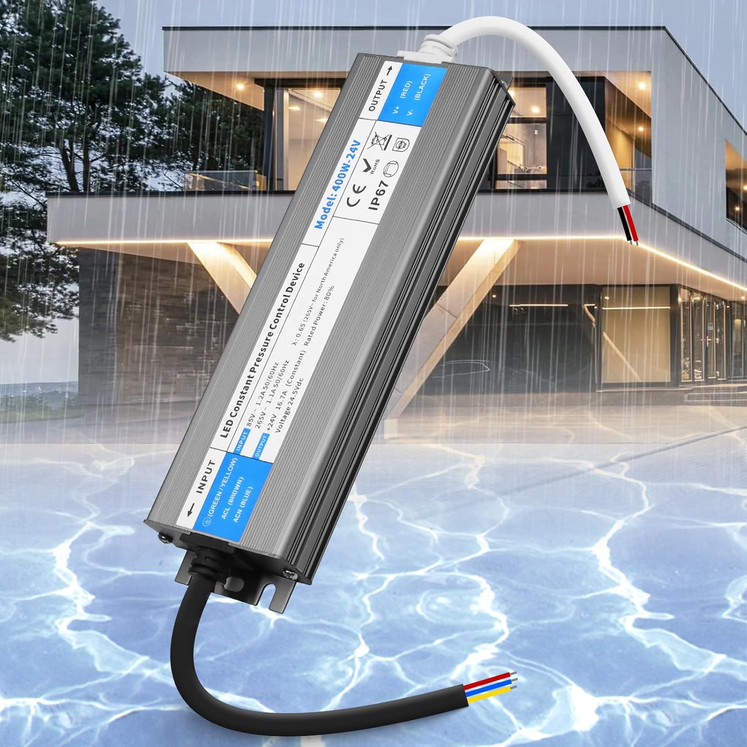 SUCIKORIO Alimentatore LED 24V 400W impermeabile esterno IP67 (driver AC 220V → DC 24V)