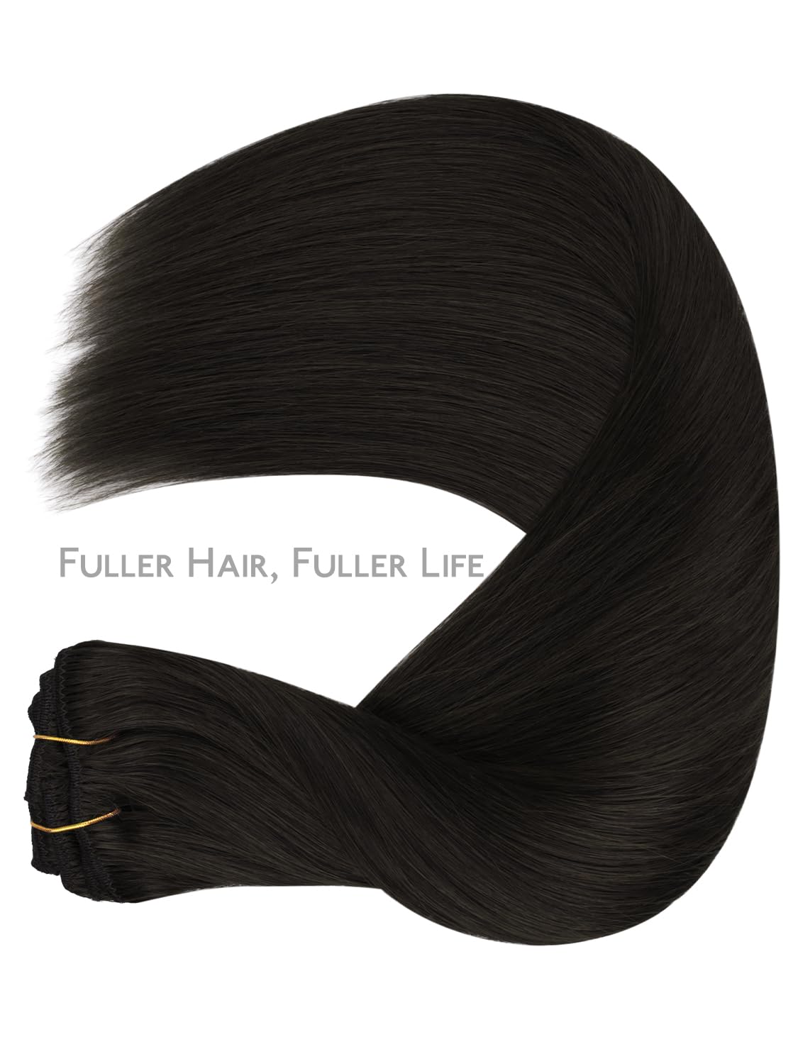 Thumbnail 6 de WENNALIFE Clip-in Echthaar Extensions, Natürliche Echthaarverlängerung 25 cm, 7 Teile, #1B Naturliches Schwarz